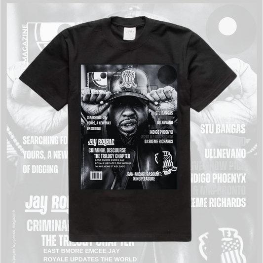 OG PRESS JAY ROYALE MAGAZINE - ISSUE 1 - COVER T SHIRT - BLACK AND WHITE  - PREORDER