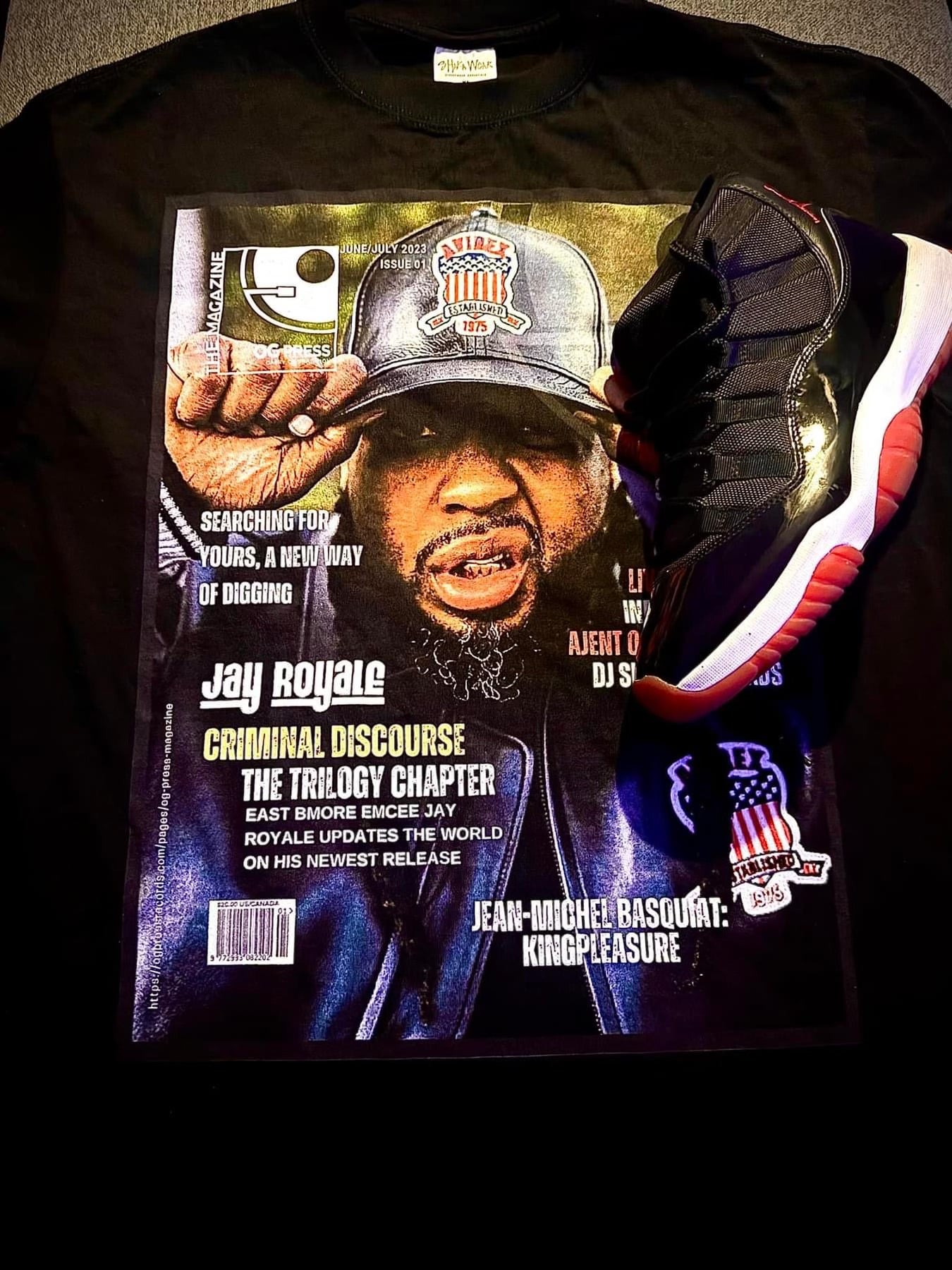 OG PRESS JAY ROYALE MAGAZINE - ISSUE 1 - COVER T SHIRT - COLOR - BLACK